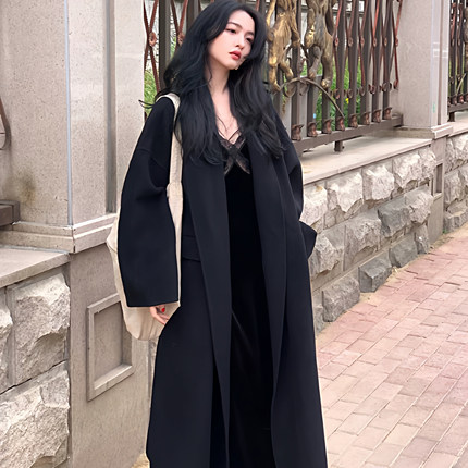 【小桔专属】酒午【掩冬】港风复古100%羊毛双面呢大衣KLF3845