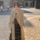 巴黎旧梦 港风复古秋季 新款 酒午自制 翻领风衣大衣宽松长款 外套