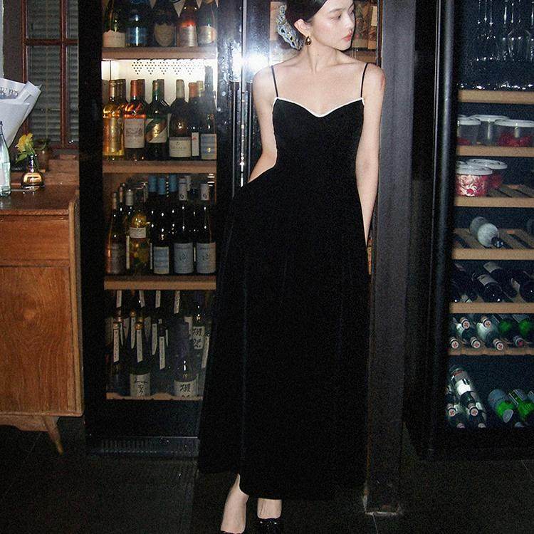 酒午自制新品【知己醉】法式复古拼色花边丝绒大摆吊带裹胸裙,女装/女士精品,连衣裙,淘宝优惠券,粉丝福利购,淘宝优惠卷