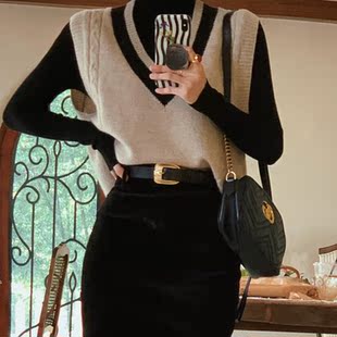 酒午经典 港风复古加厚灯芯绒包臀半身高腰a字开衩裙 返场秋冬款