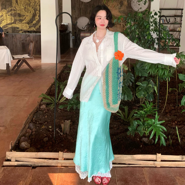 酒午自制2026春夏新款【悠调】法式优雅垂坠感醋酸鱼尾半身裙女
