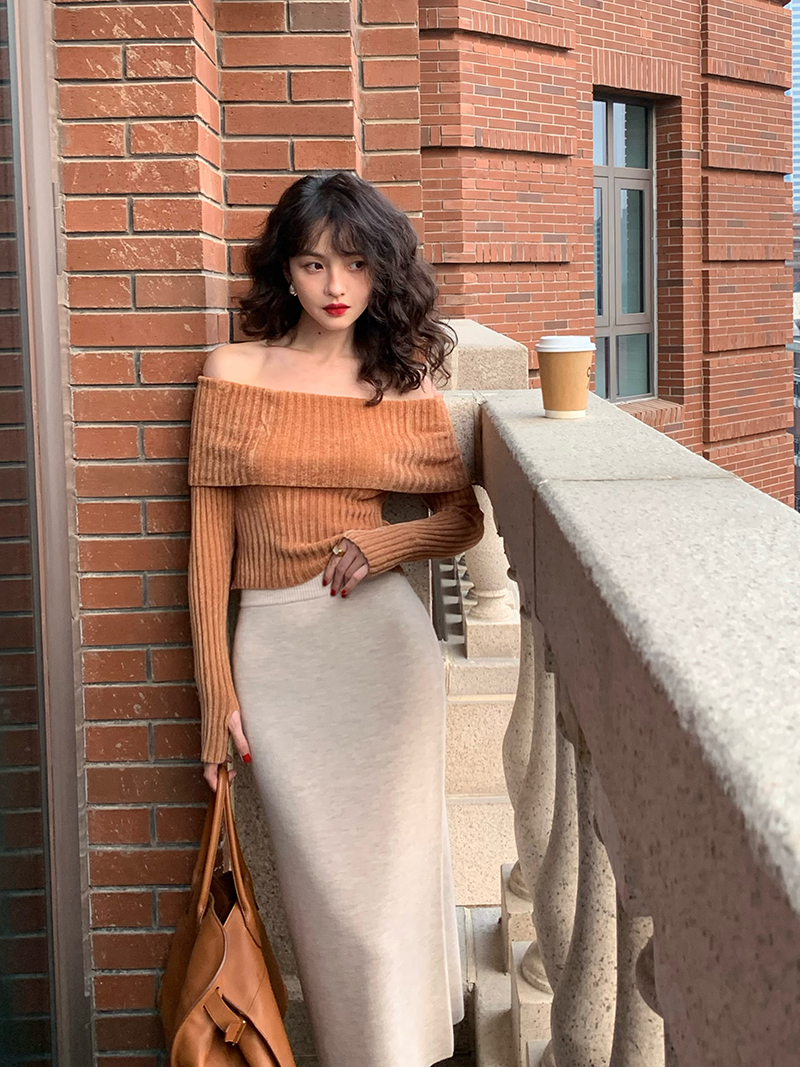 酒午自制港风复古半身裙