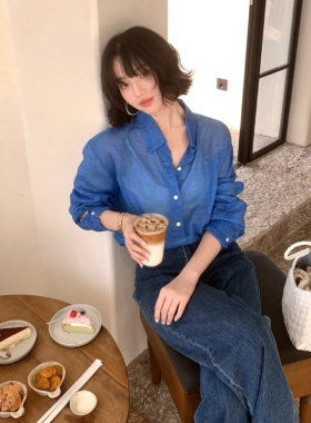 酒午港风复古苎麻高级感微透轻薄防晒衬衫外套宽松百搭上衣女