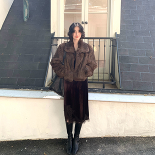 黑纱旧梦 酒午自制 港风复古秋冬丝绒蕾丝花边半身裙 双11