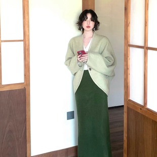 高级感羊驼 酒午自制 新款 港风复古春款 羊毛呢外套 初雪杏影