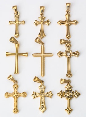 男女十字架吊坠饰品配件不锈钢