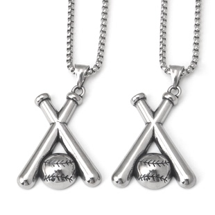 不锈钢创意个性欧美hiphop双棒球棍运动吊坠钛钢男女街头长款项链