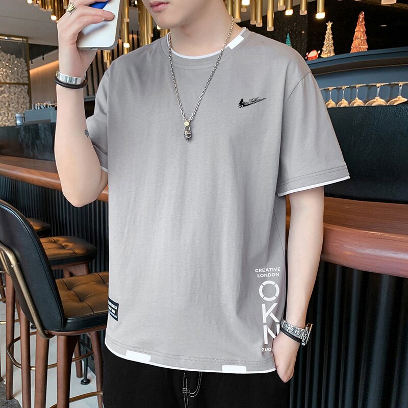耐克顿纯棉短袖t恤男士夏季薄款宽松圆领体恤青少年休闲百搭上衣T