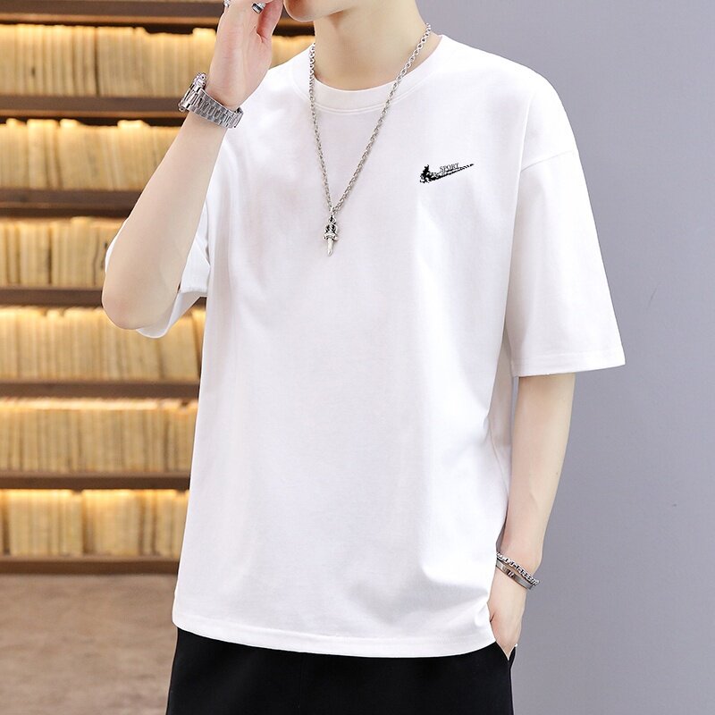 耐克顿夏季纯棉短袖T恤男士薄款透气宽松上衣纯色百搭休闲打底衫