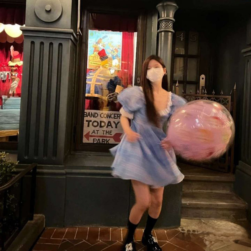 赵露思同款Selkie2024年夏复古粉蓝碎花宫廷裙蓬蓬裙A字裙连衣裙