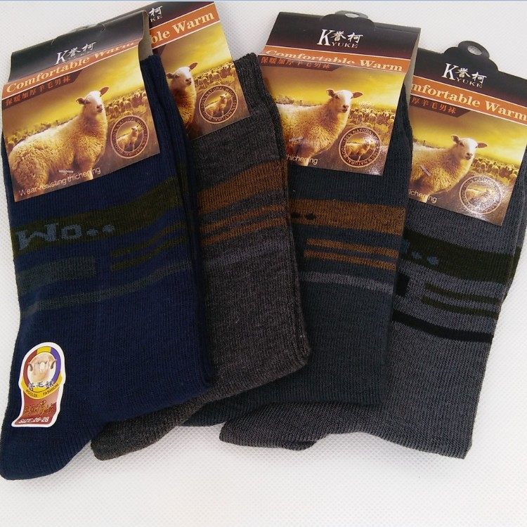 中老年男袜男羊毛袜加厚袜子仿羊毛男士袜子纯深色棉冬厚保暖棉袜