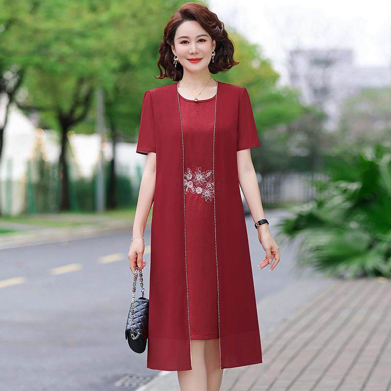 2025新款结婚喜妈妈礼服套装平时可穿洋气喜婆婆婚宴装夏季连衣裙