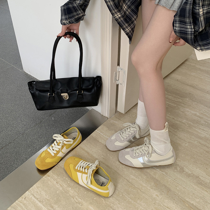 女款2025新款百搭网面女鞋软底轻便跑步鞋休闲德训鞋银色、白色