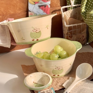 可爱陶瓷双耳汤碗大号家用高颜值大容量泡面碗汤盆大碗螺蛳粉碗