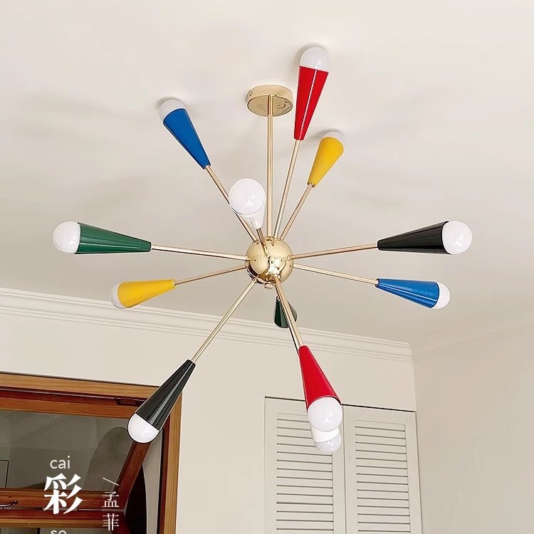 中古Sputnik彩色烟花灯创意设计师别墅客厅吊灯孟菲斯餐厅卧室灯
