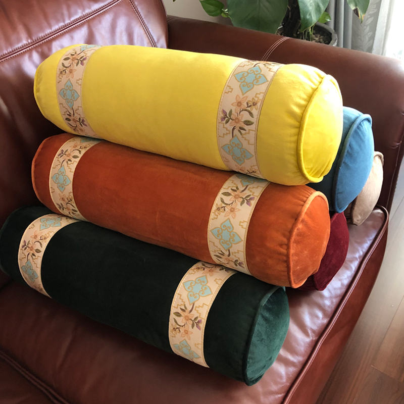 超柔新中式法兰绒糖果枕圆柱沙发抱枕手枕腰靠垫含芯可拆洗鑫岛,居家布艺,腰靠垫,淘宝优惠券,粉丝福利购,淘宝优惠卷