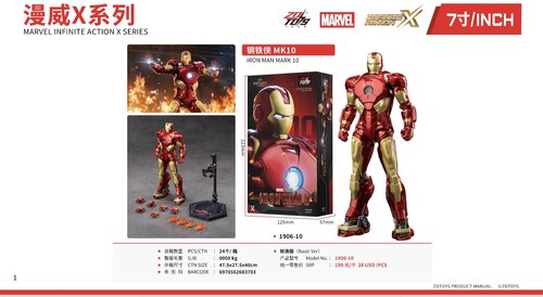包邮正品保障专柜同款 漫威十周年系列中动钢铁侠MK10 可动人偶