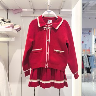 针织百褶裙L126G048 百搭外套 斯凯奇儿童26春季 新年系列女童时尚