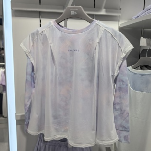 斯凯奇女童速干衣儿童秋新款运动上衣长袖T恤假两件衣服P325G013