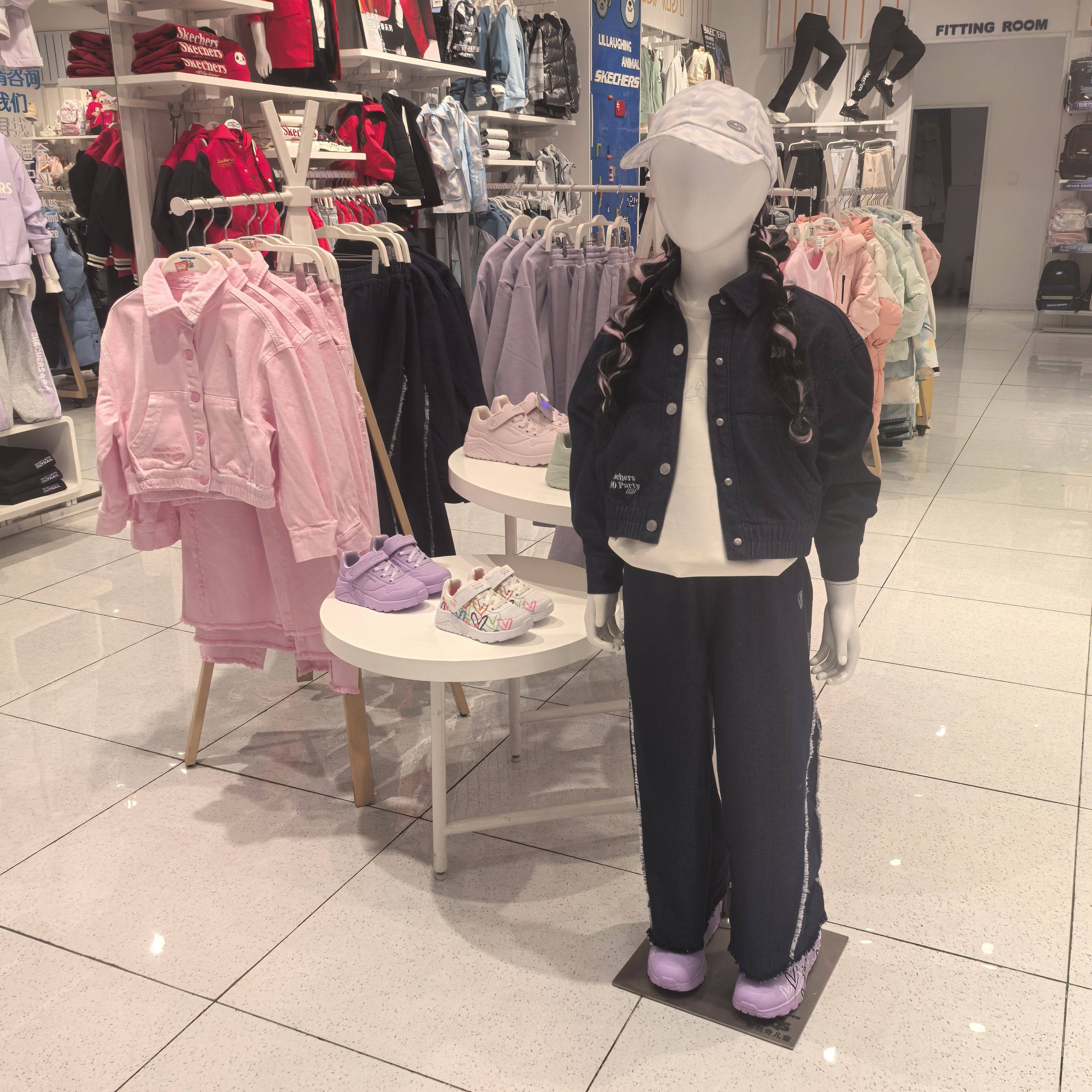 斯凯奇儿童25年春季新款糖果女孩系列牛仔外套阔腿裤套装L125G055