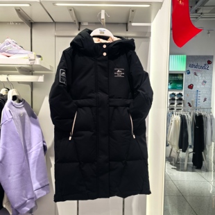 斯凯奇儿童25冬季新款女童中长款羽绒服保暖外套P425G016