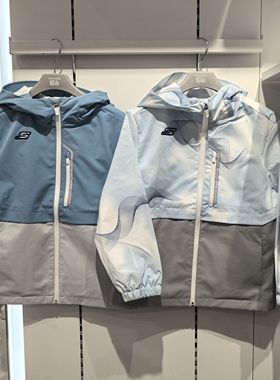 斯凯奇儿童外套2025秋季新款男童连帽夹克外套L325B006