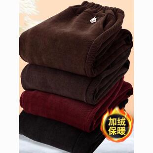 灯芯绒外穿中老年保暖卫裤 秋冬妈妈裤 条绒棉裤 加绒裤 子女宽松大码