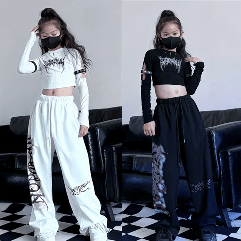 春夏新款童装潮酷女童修身T恤束脚卫裤套装少儿舞蹈爵士舞演出服,童装/婴儿装/亲子装,套装,淘宝优惠券,粉丝福利购,淘宝优惠卷