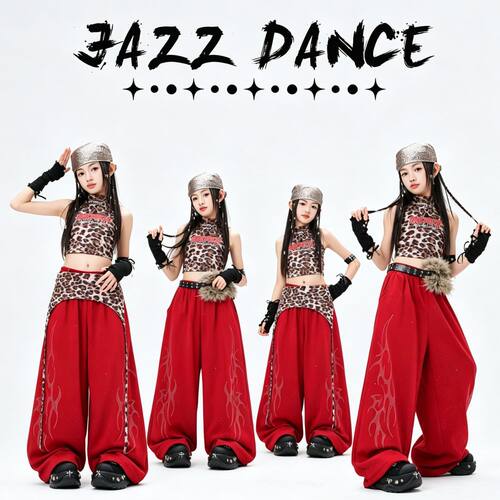 爵士舞女童服装嘻哈少儿JAZZ舞蹈表演潮酷儿童套装街舞演出服时髦