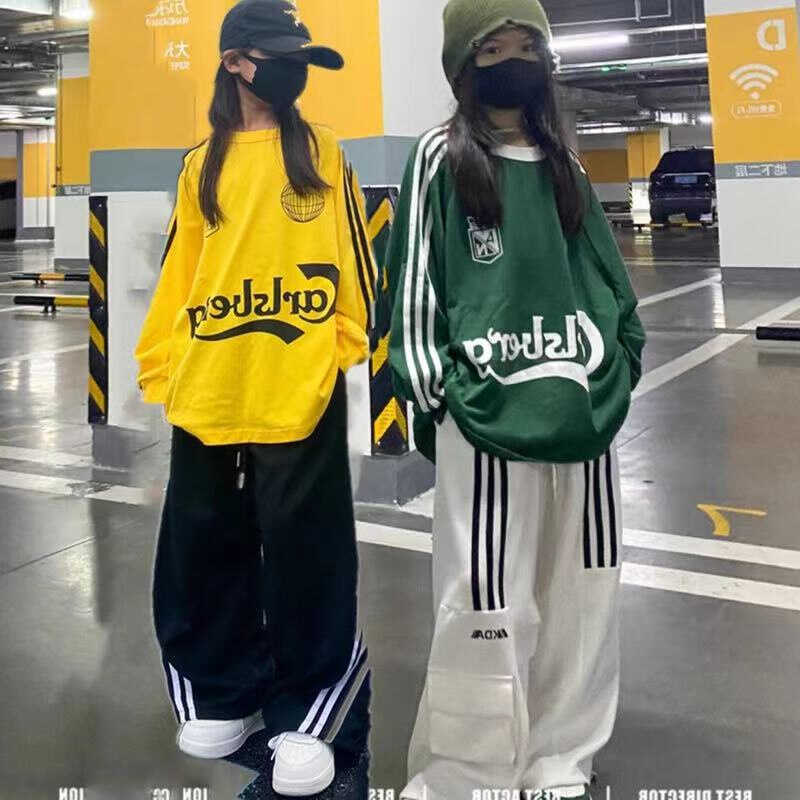 2025秋冬新款男女儿童潮酷宽松嘻哈纯棉套装长袖韩国hiphop街舞服