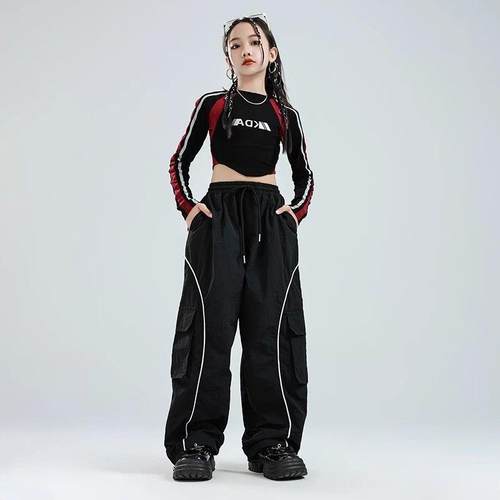 儿童街舞潮服机车女童爵士舞演出服舞蹈练功服jazz走秀表演套装潮