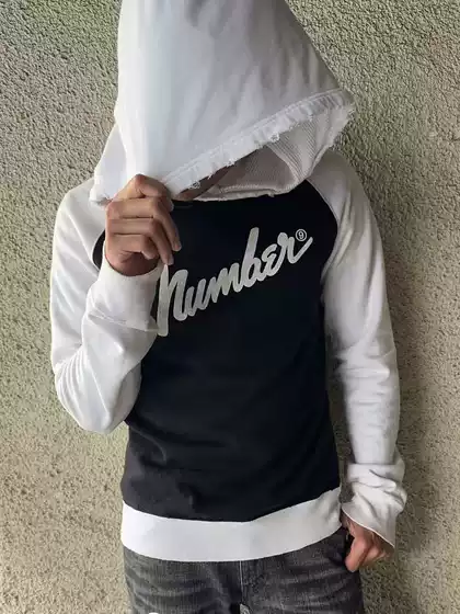 Autonomous Number (N)Ine the High Streets Hoodie05Aw Black and White Patchwork Cracked Sweatshirt