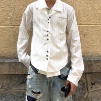 Self-developed kiko kostadinov24ss stylish striped patchwork deconstructed faux two-piece loose shirt jacket thumbnail 2