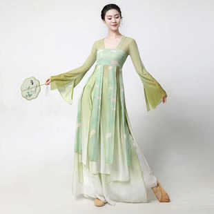 古典舞蹈服女中国舞蹈演出服装汉唐齐胸飘带身韵飘逸长款纱衣古风