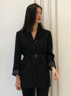 CYX STUDIO 春季新款长袖气质通勤小西装女系带收腰显瘦西装外套