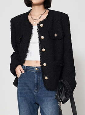 蝴蝶纱拉毛小香风外套女2025秋冬新款精致粗花呢高级感