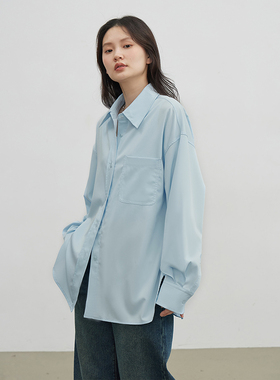 新款2025免熨系列白桃衬衫2.0 垂坠蓝色衬衣上衣休闲外套女