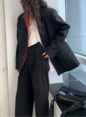 CYX “少女的自传”开衩刺绣宽肩西装/短裙套装