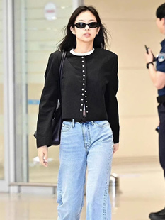 jennie同款冷淡系慵懒风黑色外套中性穿搭美式秋冬透气轻薄上衣女