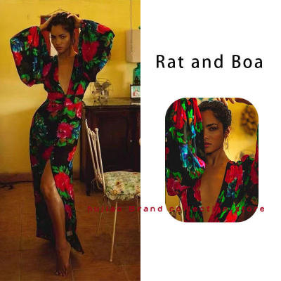 糊椒买手店Rat and Boa易梦玲同款性感深V气质开叉度假风连衣裙