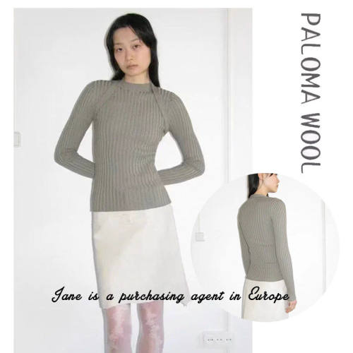 国现断码 PALOMA WOOL23新款全棉罗纹长袖圆领修身毛衣针织衫