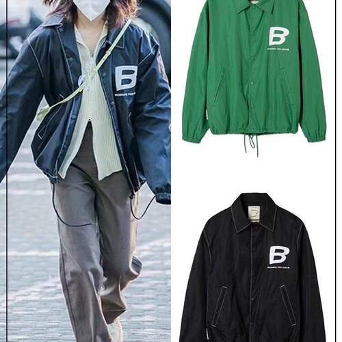 B字母印花夹克冲锋衣女