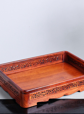 全独板镂空托盘缅甸花梨缅花全独板水果篮都承盘文承盘托盘