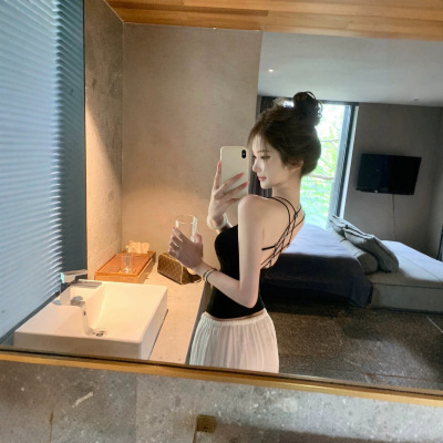 JMSHOP 白女养成 纯欲辣妹感吊带背心外穿夏季露背性感无袖上衣