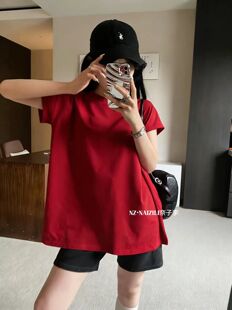 NAIZI奈子韩版休闲宽松百搭T恤女2026春新款简约中长大版套头上衣