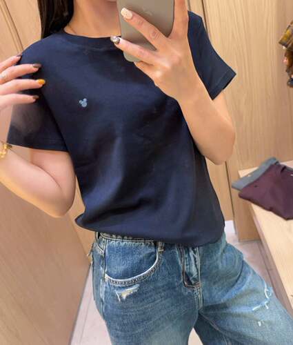 小版短款MCQM123韩版刺绣米奇简约短袖T恤女2026夏款百搭弹力上衣