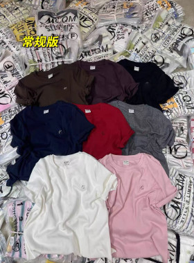 MCQM夏上新常规韩系百搭正肩显瘦简约小刺绣休闲圆领短袖T恤