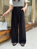 子潮 女裤 韩范2026早秋高级感轻奢时尚 洋气褶皱高腰系带阔腿裤