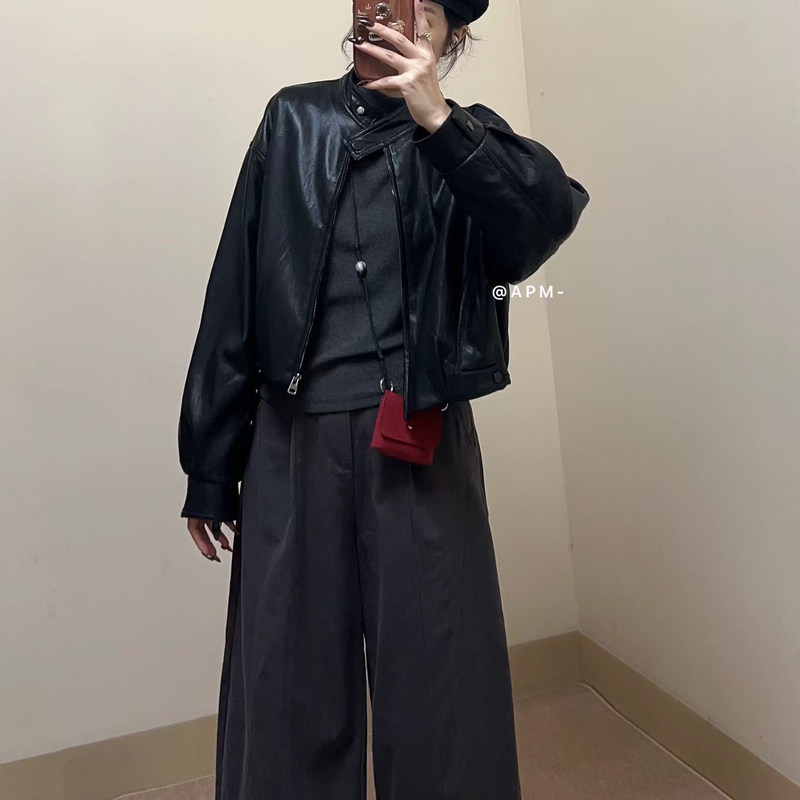 韩范皮衣外套女2025秋冬款宽松休闲百搭美式皮夹克上衣,女装/女士精品,皮衣,淘宝优惠券,粉丝福利购,淘宝优惠卷