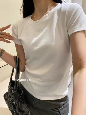 NAIZI奈子通勤简约字母印花短袖t恤女夏季修身小版显瘦百搭上衣潮